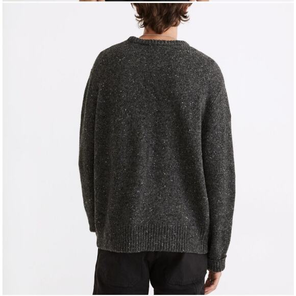 Madewell Charcoal Gray Men's Crewneck Merino Wool & Alpaca Donegal Sweater - Picture 5 of 7